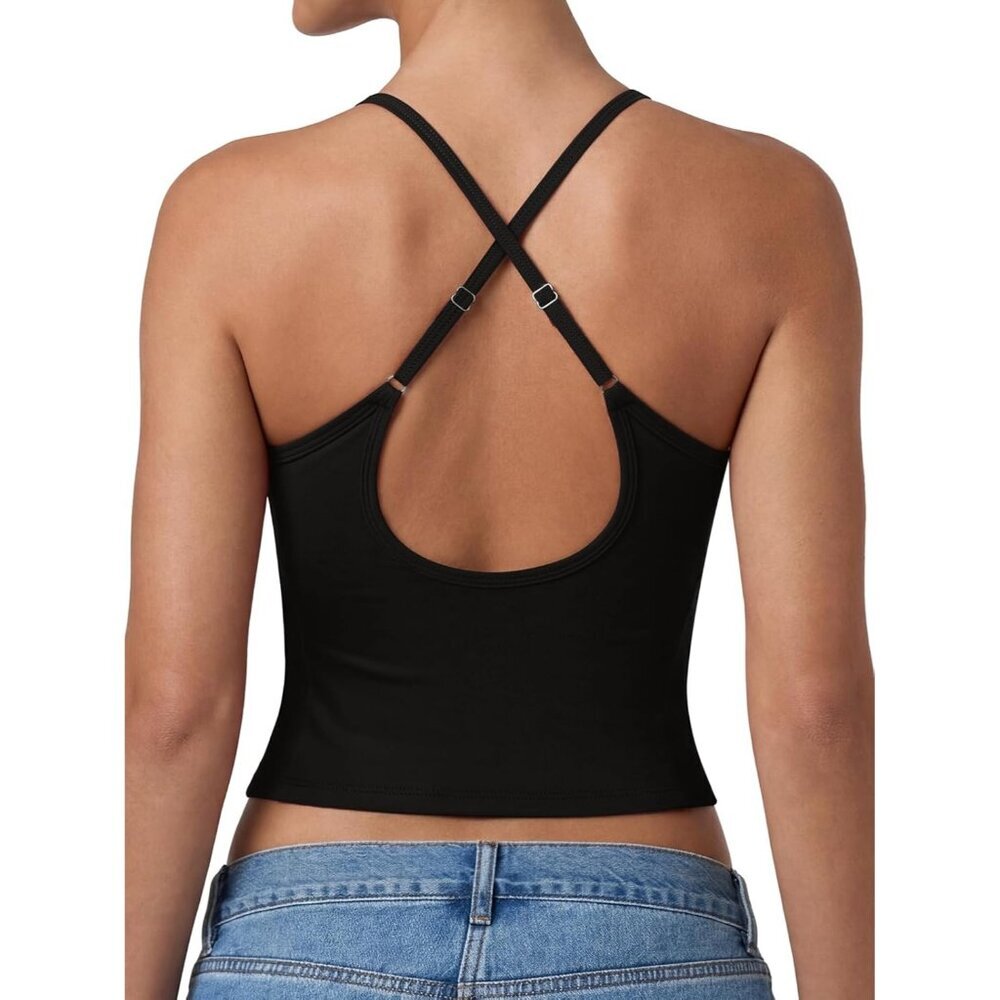 Women's Tank Top Black Backless Sleeveless Halter Neck Classic Summer Comfort